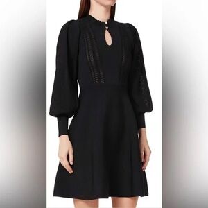 Sandro Black Long Sleeve Dress